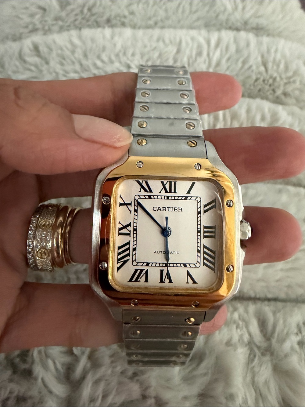 Source Unknown Two-Tone Silver and Gold Square Smartwatch